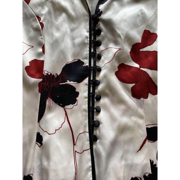 JS Collections Pale Multi Floral Print 100% Silk Button Front Jacket 8P - Picture 3 of 10